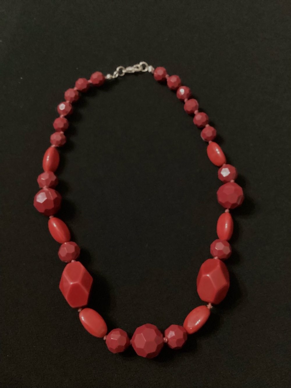 Red Beaded Statement Necklace